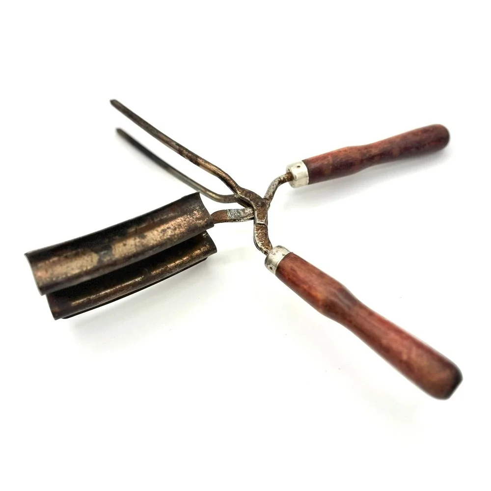 Antique Vintage Iron Hair Crimping Curl Tool Marcel Wave Wood Flapper Girl 1920s